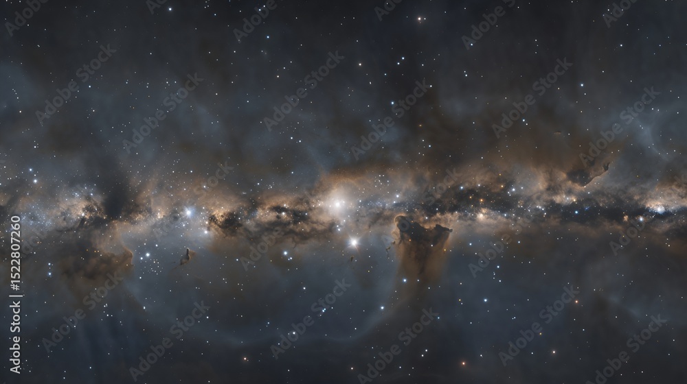 Fototapeta premium A dark matter cloud hovering in the intergalactic medium, surrounded by faint starlight.