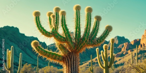 Cactus, The Densely Thorny Tree Under The Sunlight Looks Beautiful.. With Empty Copy Space For Text