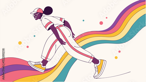 dancing girl with rainbow