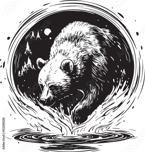 animal, sketch, mammal, vector, drawing, cat, illustration, nature, pet, fur, wildlife, black, hand drawn, wild, head, cute, dog, isolated, bear, white, shaggy, art, tail, kitten, predator