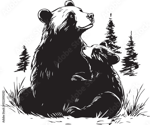 animal, sketch, mammal, vector, drawing, cat, illustration, nature, pet, fur, wildlife, black, hand drawn, wild, head, cute, dog, isolated, bear, white, shaggy, art, tail, kitten, predator