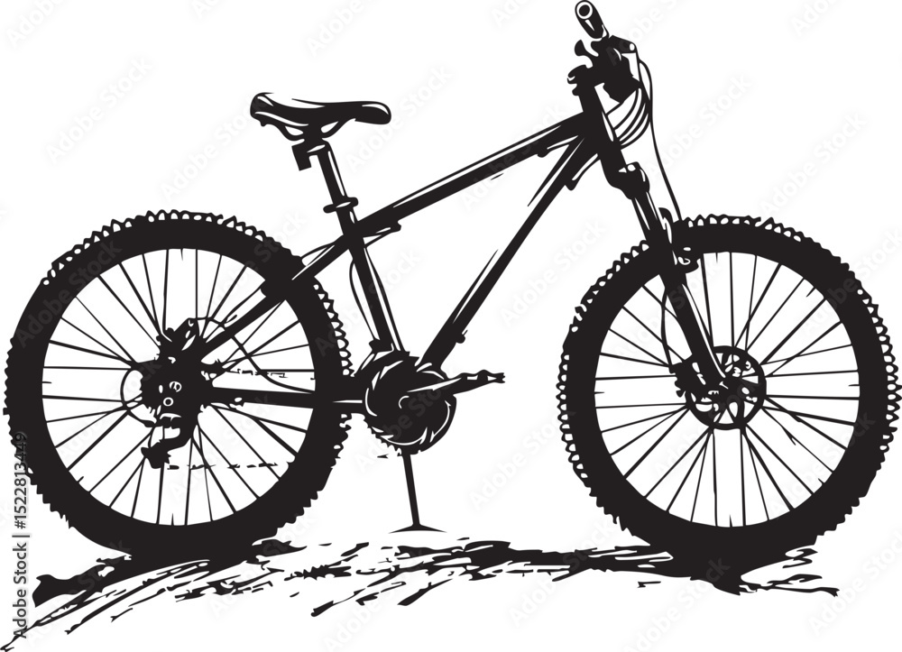 Fototapeta premium bicycle, bike, isolated, sport, wheel, cycle, cycling, transport, white, pedal, vector, black, illustration, vehicle, vintage, mountain, old, ride, race, silhouette, seat, frame, transportation, bikin
