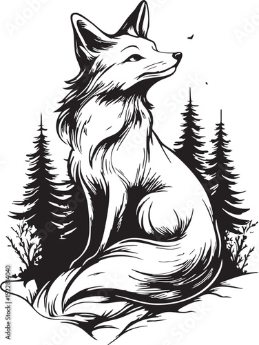 fox, animal, wolf, cartoon, vector, head, dog, illustration, wild, wildlife, mammal, tattoo, fur, cat, nature, red fox, canine, drawing, cute, mascot, black, design, predator, coyote, beast