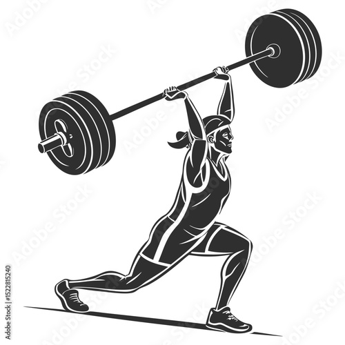 weightlifter lifting barbell silhouette black and white