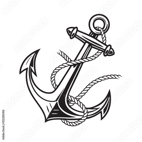 anchor marine nautical silhouette black and white