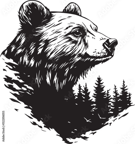 animal, sketch, mammal, vector, wildlife, nature, dog, illustration, drawing, pet, bear, black, fur, shaggy, white, hand drawn, wild, isolated, tail, head, isolated on white, cat, cute, predator, art