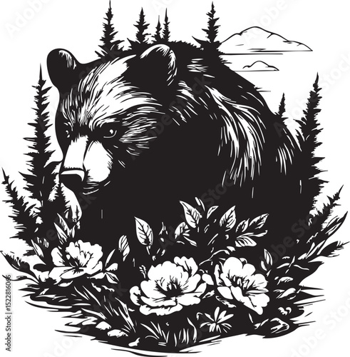 animal, sketch, mammal, vector, wildlife, nature, dog, illustration, drawing, pet, bear, black, fur, shaggy, white, hand drawn, wild, isolated, tail, head, isolated on white, cat, cute, predator, art