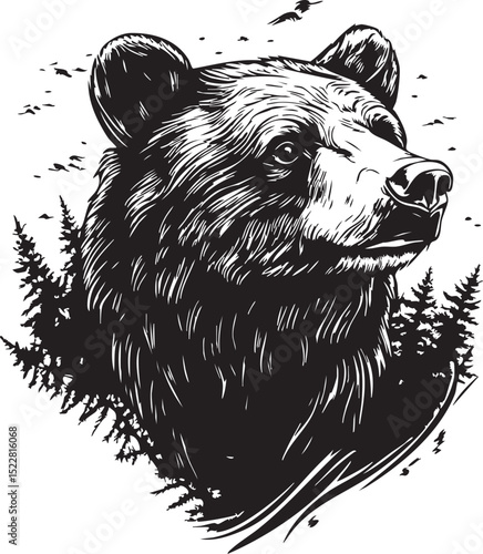 animal, sketch, mammal, vector, wildlife, nature, dog, illustration, drawing, pet, bear, black, fur, shaggy, white, hand drawn, wild, isolated, tail, head, isolated on white, cat, cute, predator, art