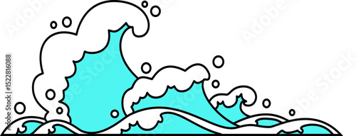 Retro Groovy Cartoon Ocean Waves Graphic Illustration