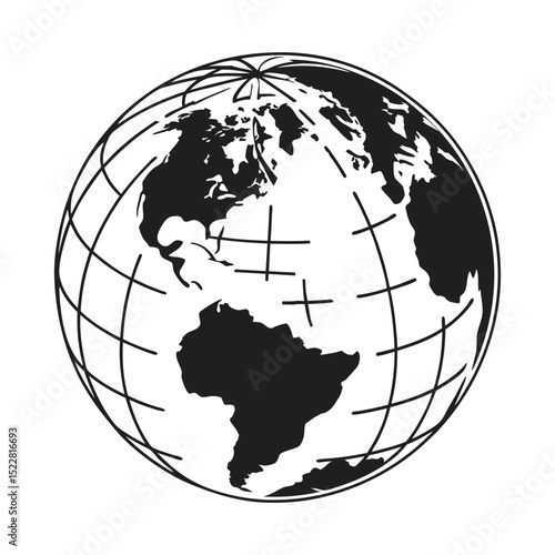 globe earth planet silhouette black and white