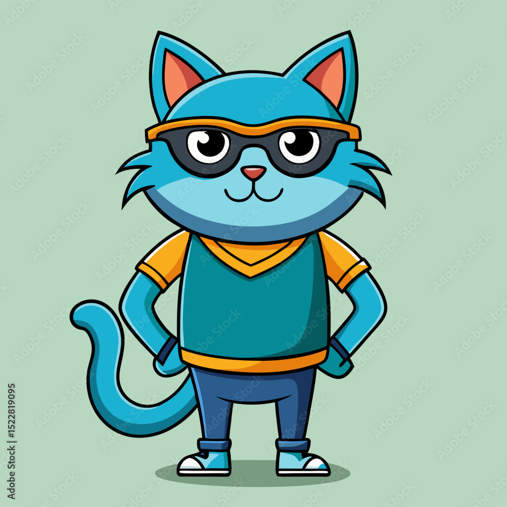 Fototapeta premium Cool Cat SVG – Funny Hipster Cat Wearing Glasses and Cloth, Punny Animal Vector for Crafts and T-Shirts