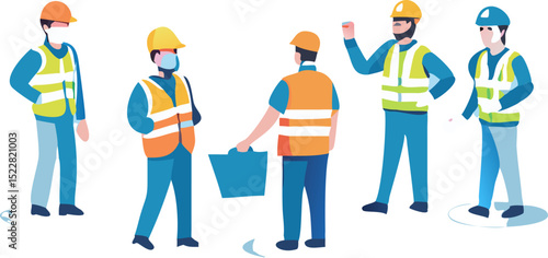 Workers Vector Illustration – Teamwork and Labor Force Graphic

