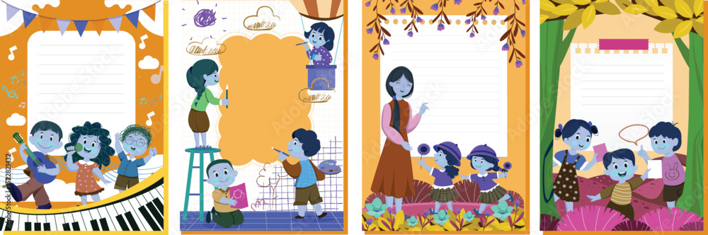 Fototapeta premium Templates for kindergarten teachers vector bundle file. 