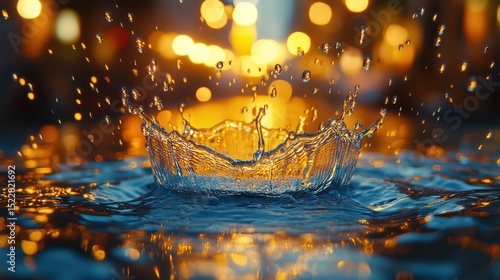 Night city water splash bokeh background