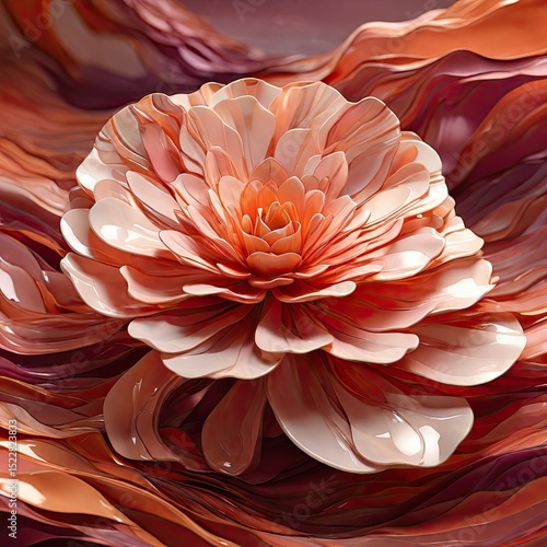 Abstract Glass Flower with Glowing Center 3D Crystal Art Sculpture