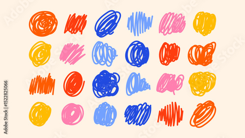 Vintage hand-drawn set of arrows, scribbles, dashed lines, and textures. Imperfect naive style inspired by kids’ drawings and retro classroom sketches. 