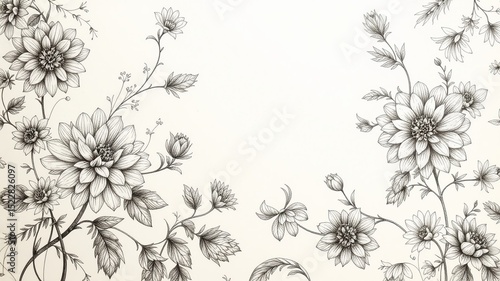 Elegant Floral Pencil Sketch - Ornate Pattern Art