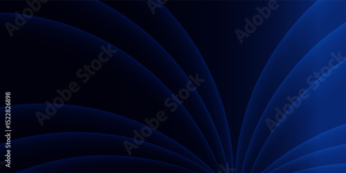 Abstract blue glowing geometric lines on dark blue background. Modern shiny blue circle lines pattern