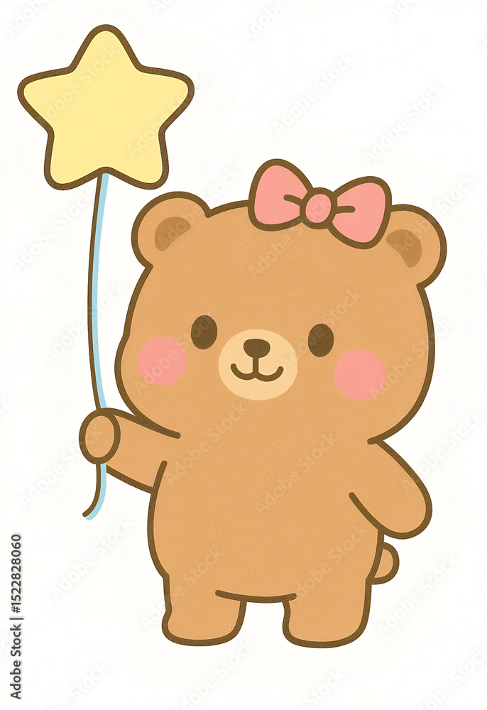 Fototapeta premium Cute female bear holding a balloon