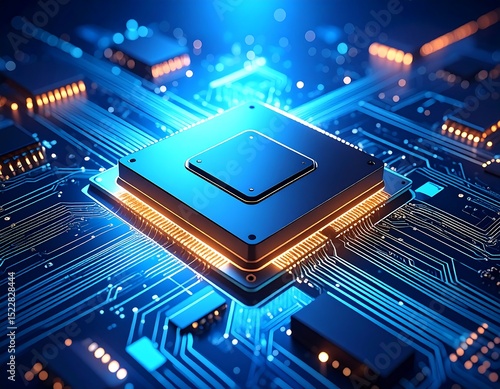 High-tech computer chip on circuit board