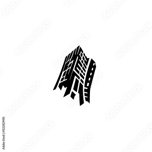 Collapsed building icon for crisis and destruction