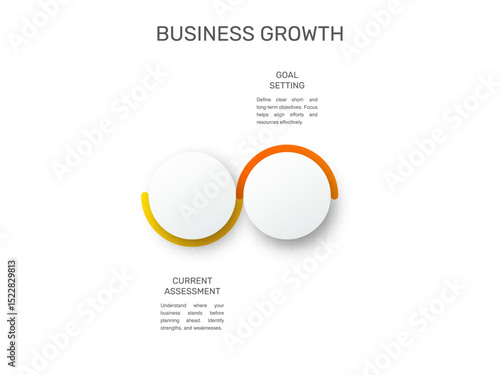Modern and simple flat vector illustration. Infographic template with two circles, elements, sectors and percentages. Designed for business, presentations, web design, interface 2 step diagrams