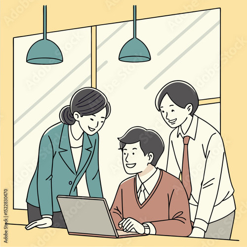 Asian business team meeting collaborative teamwork success group office people workers concept