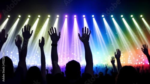 Wallpaper Mural Crowd silhouetted against vibrant stage lights at a concert. Torontodigital.ca