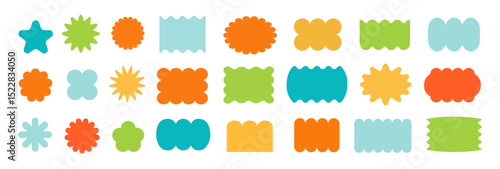 Abstract geometric shapes and icons. Colorful groovy brutal figures. Modern Swiss design aesthetic.