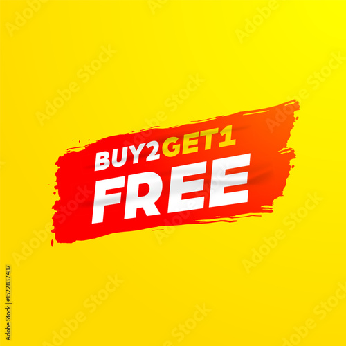 Special promo product label vector illustration tag, buy 2 get 1 free sign sticker sale promotion