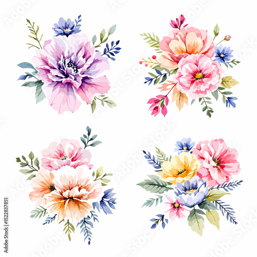 Collection of floral and botanical elements. Set of leaf, foliage wildflowers, plants, bloom, leaves and herb. Hand drawn of blossom spring season vectors for decor