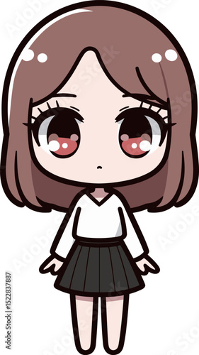 黒スカートの女の子のイラスト