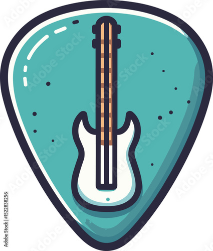 ギターの描かれたギターピックのイラスト