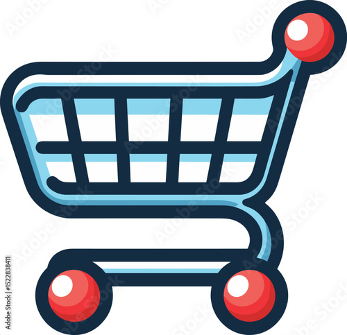 左向きの赤い車輪のショッピングカートのイラスト