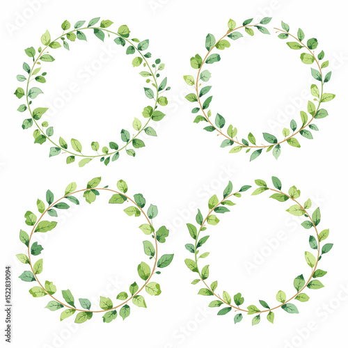 Set Wreath of leaves watercolor	
