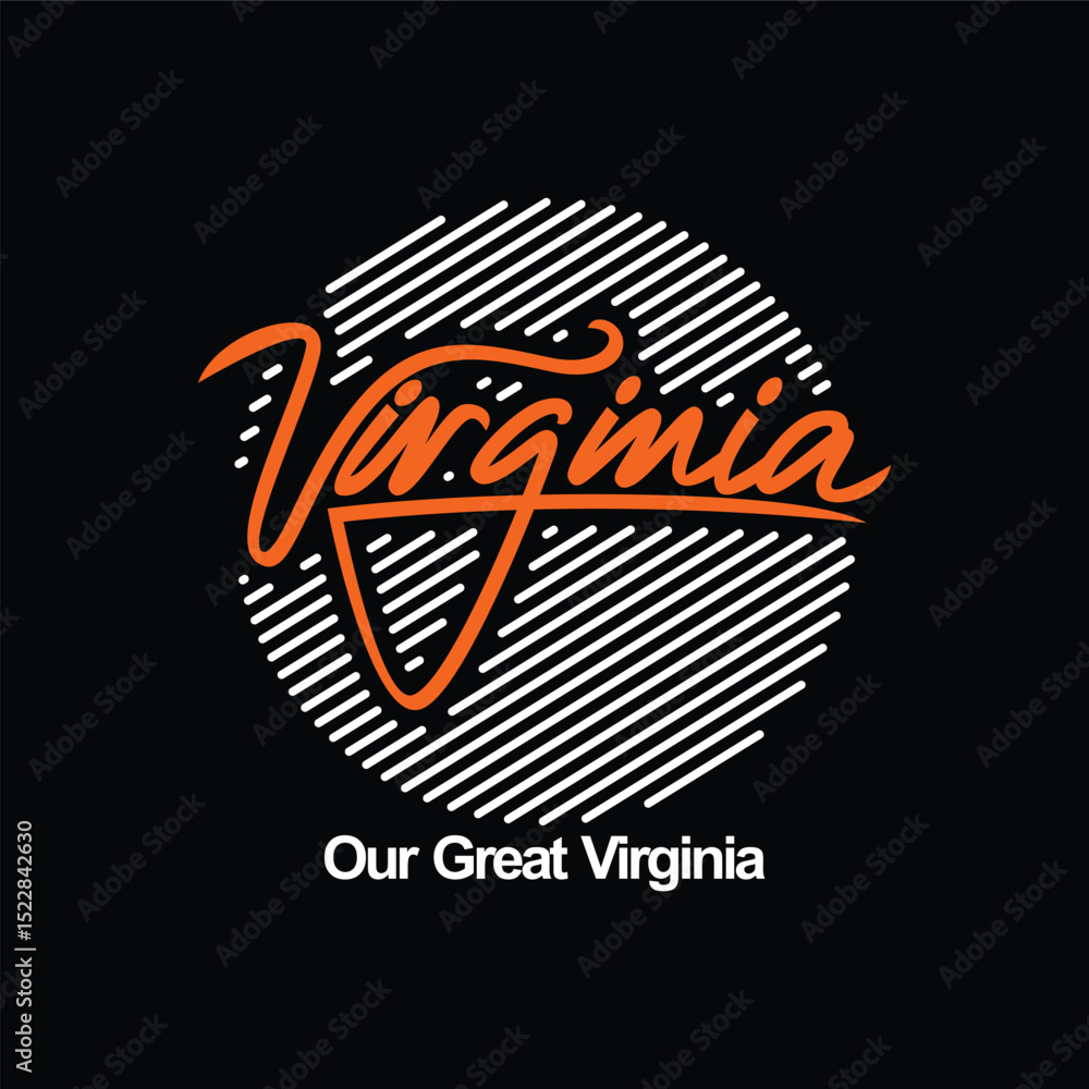 Fototapeta premium Virginia, USA. Vintage typography design in vector illustration.clothing, t shirt,apparel and other uses.