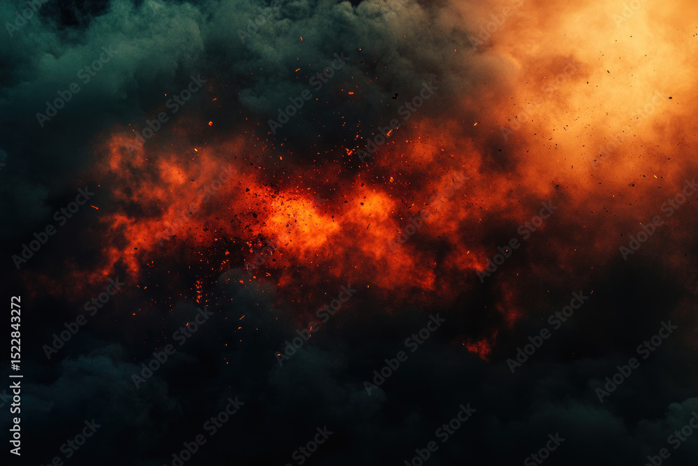 fiery explosion with intense orange flames against dark smoky background. concept of danger and power. dynamic energy and dramatic scene. background for action themes, digital art. fiery explosion with intense orange flames against dark smoky background. concept of danger and power. dynamic energy and dramatic scene. background for action themes, digital art.