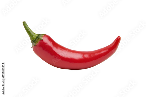 Fiery Red Chili: A vibrant, single red chili pepper, captured in sharp focus, is a symbol of culinary spice and flavor, isolated and inviting.