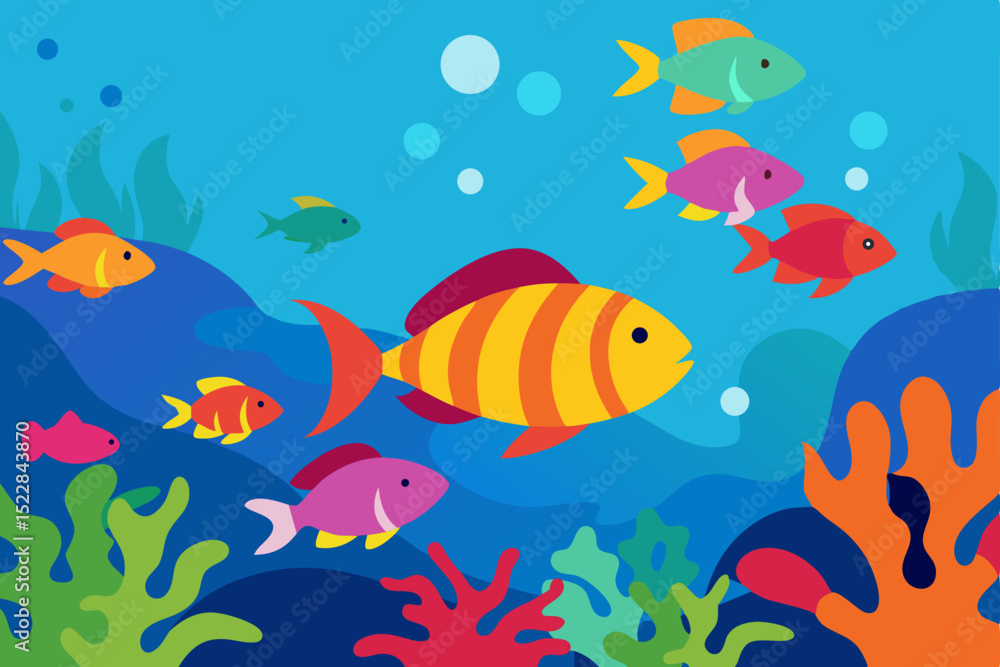 Naklejka premium a coral reef teeming with colorful fish