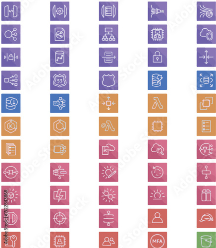 Cloud Service Icons Set Inspired by Popular Infrastructure Platform