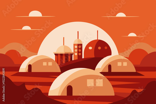 a colony on mars with domed cities