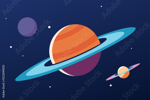 a massive spaceship orbiting a ringed planet