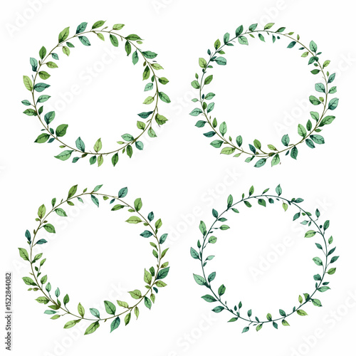Set Wreath of leaves watercolor	