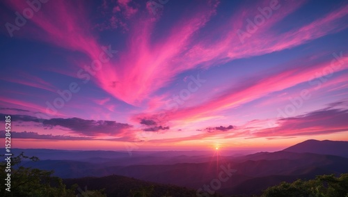 Amazing pink purple sky during sunset over beautiful natural view of heaven late sunset a brilliancy