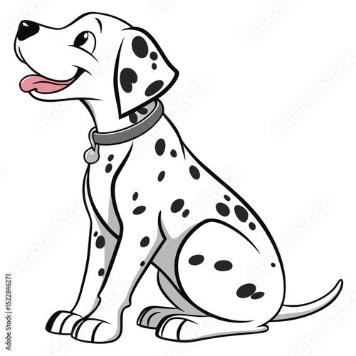 Adorable dalmatian puppy sitting white fur black spots dog pet cute pose animal canine mammal