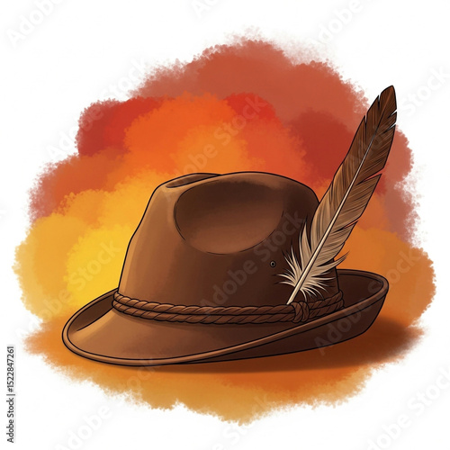 Brown Felt Hat with Feather...