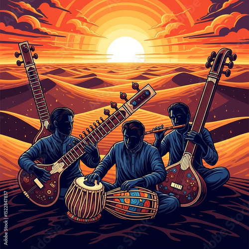 Sunset Desert Sitar Music E...
