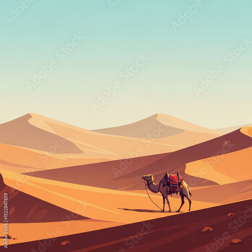 Camel Silhouette in Desert ...