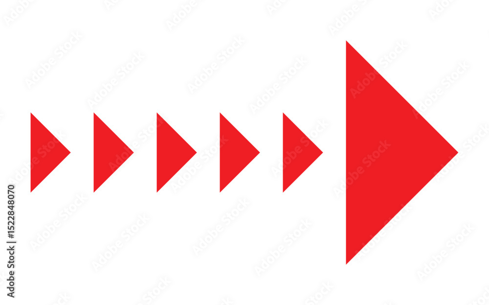Red Dynamic arrow symbol sequence of small to large vector illustration transparent png Red Dynamic arrow symbol sequence of small to large vector illustration transparent png