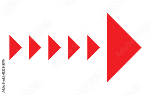 Red Dynamic arrow symbol sequence of small to large vector illustration transparent png